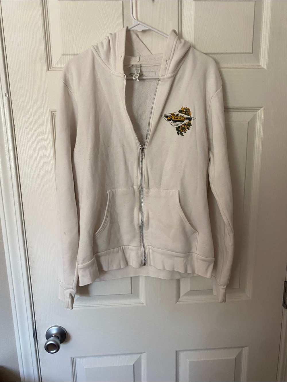 Bella Canvas Cream Zip Hoodie with hobie surf board Logo